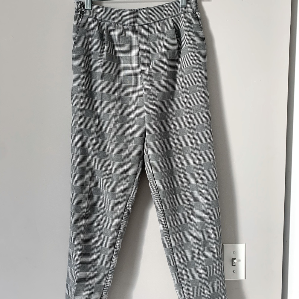 Pull & Bear B&W Glen Plaid Tapered Pants